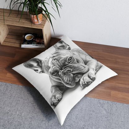 Tufted Floor Pillow, Square Frenchie