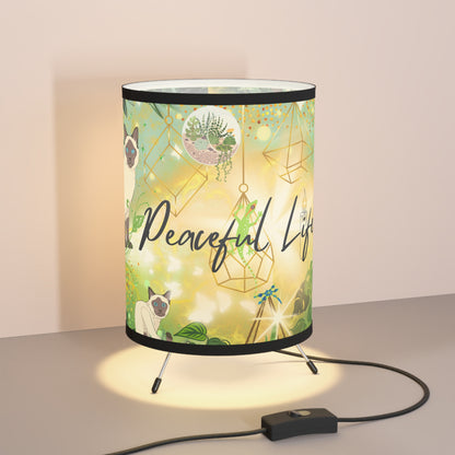 Peaceful Life Tripod Lamp with High-Res Printed Shade, US\CA plug