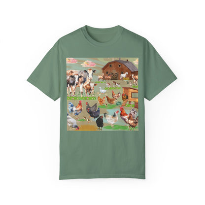 Springtime At The Barnyard Unisex Garment-Dyed T-shirt