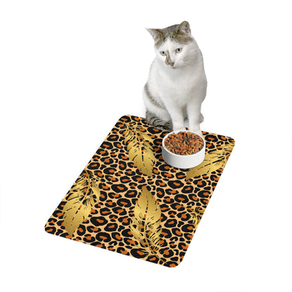 Pet Food Mat (12x18) Feather Leopard