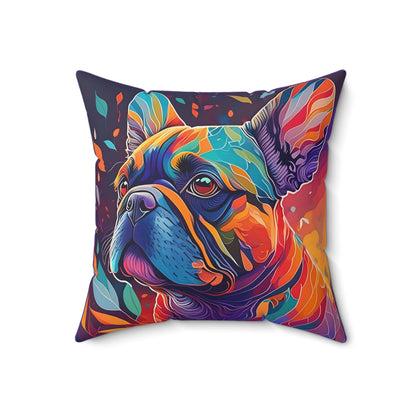 Frenchie In Color Spun Polyester Square Pillow