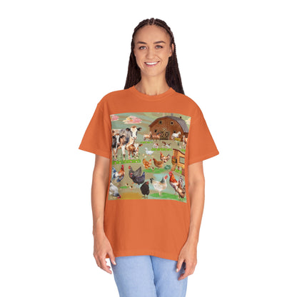 Springtime At The Barnyard Unisex Garment-Dyed T-shirt