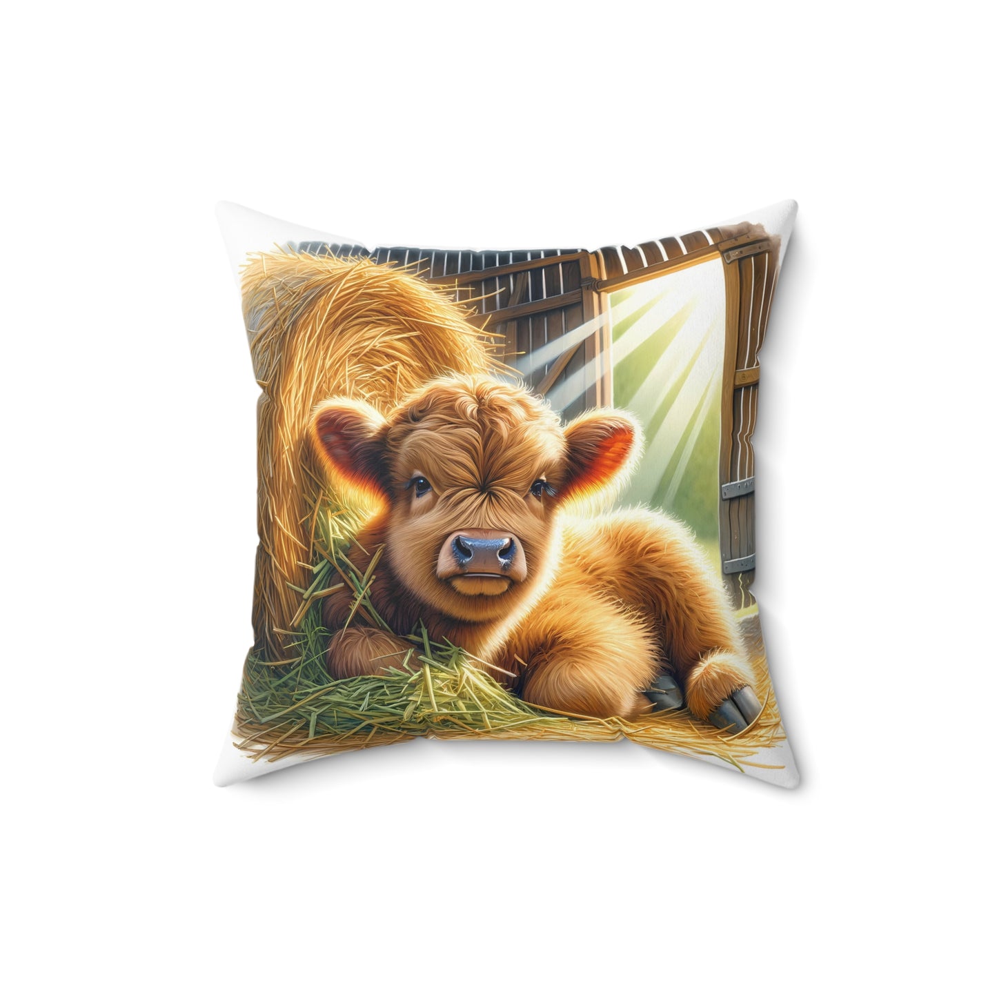 Spun Polyester Square Pillow HIghland Calf