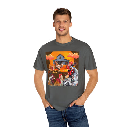 Chickens At Sunset Unisex Garment-Dyed T-shirt