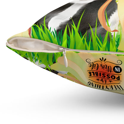 Life Is Beautiful Chinese Spun Polyester Square Pillow