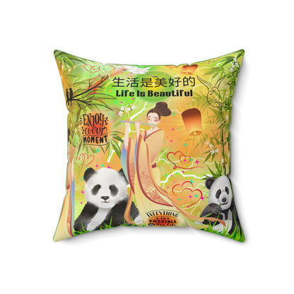 Life Is Beautiful Chinese Spun Polyester Square Pillow