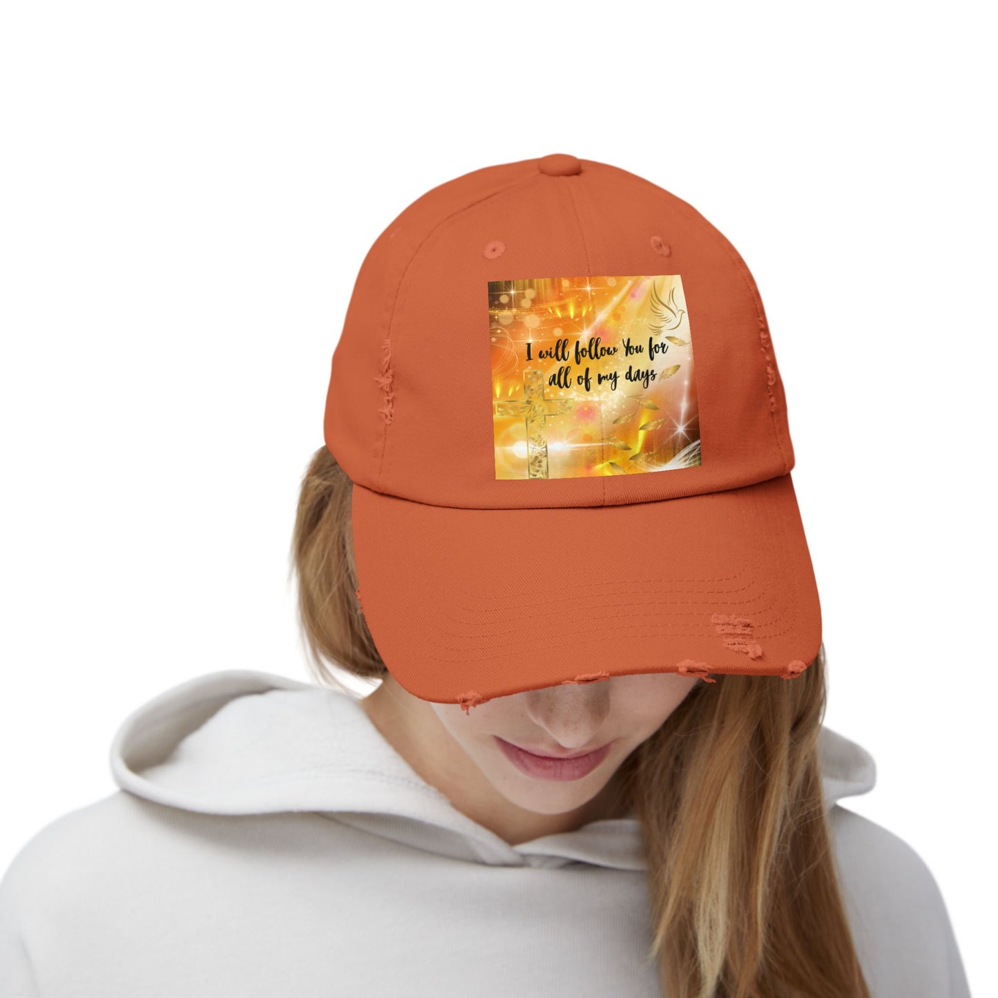 I Will Follow You Unisex Distressed Cap