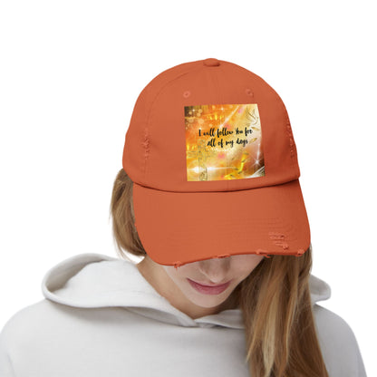 I Will Follow You Unisex Distressed Cap