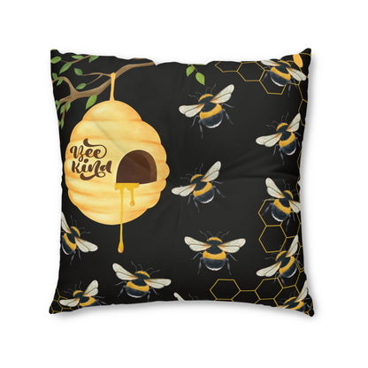 Bee Kind Tufted Floor Pillow, Square