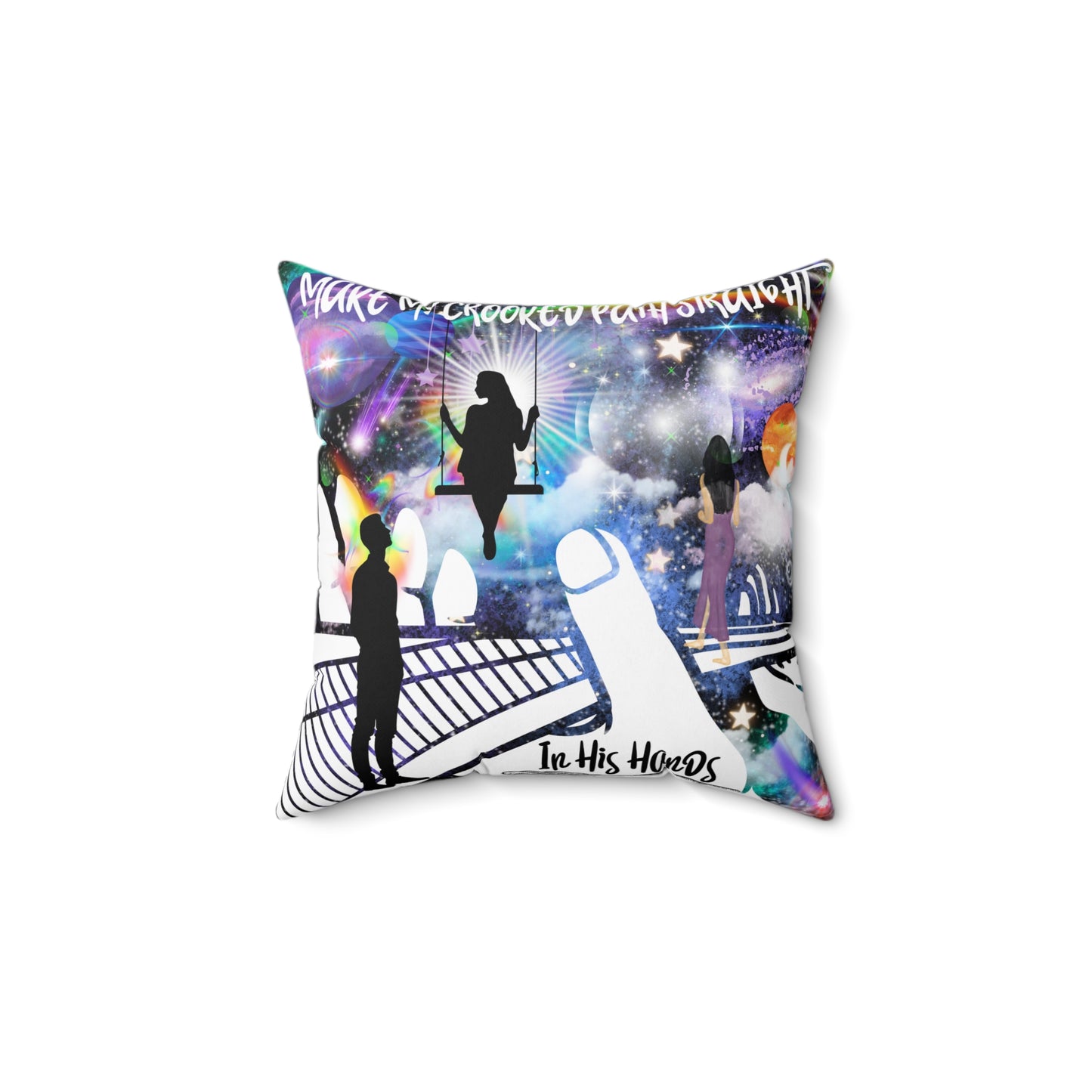 In His Hands Spun Polyester Square Pillow