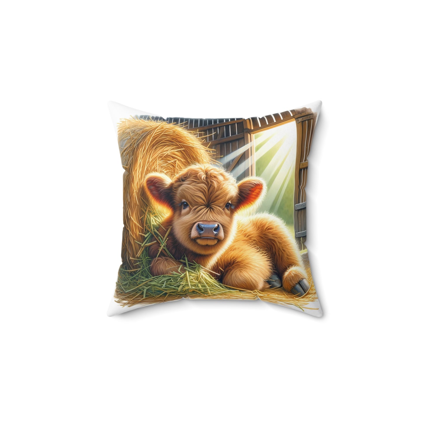 Spun Polyester Square Pillow HIghland Calf