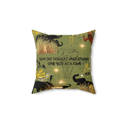 How Do You Eat An Elephant One Bite At A Time Spun Polyester Square Pillow