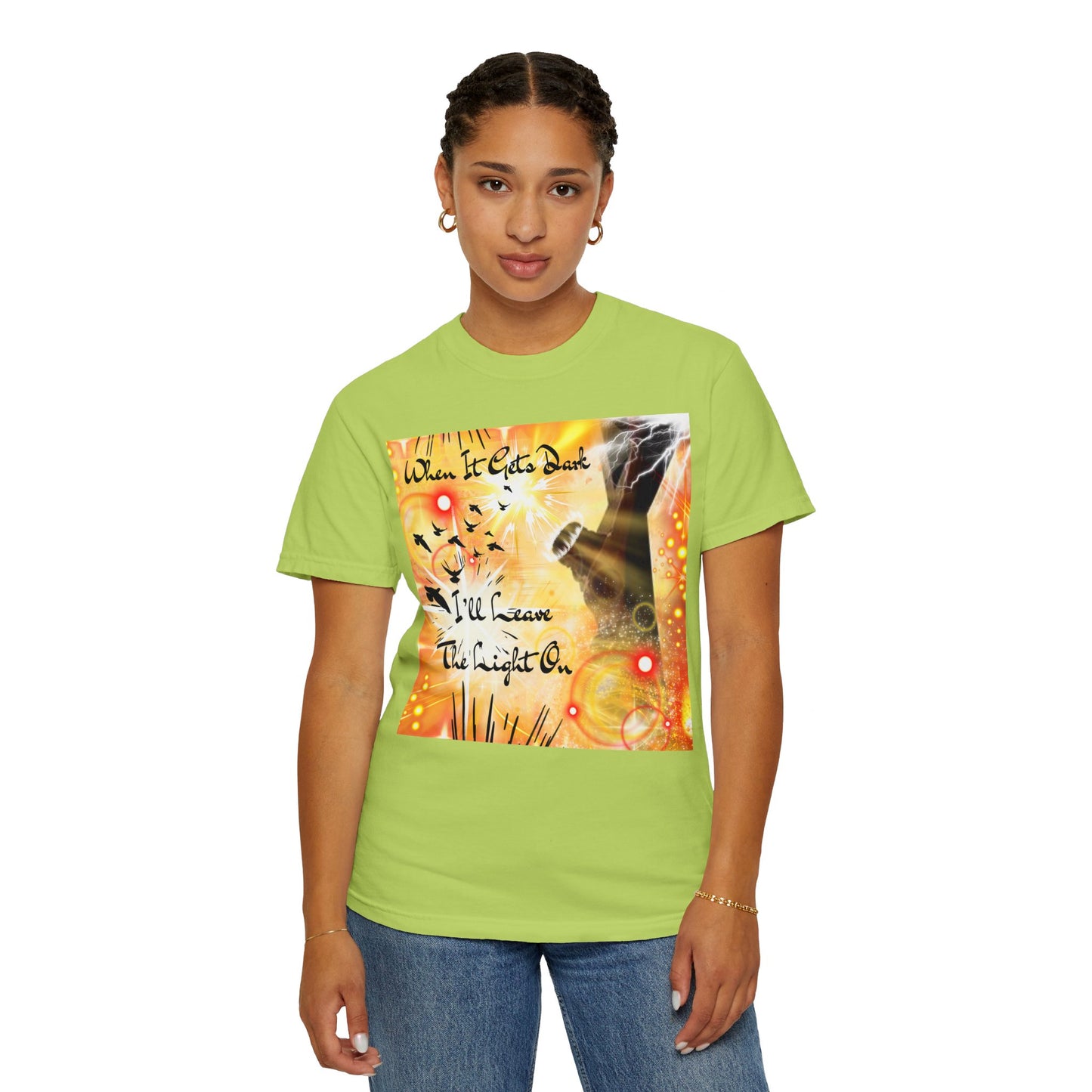 Leave The Light On Unisex Garment-Dyed T-shirt