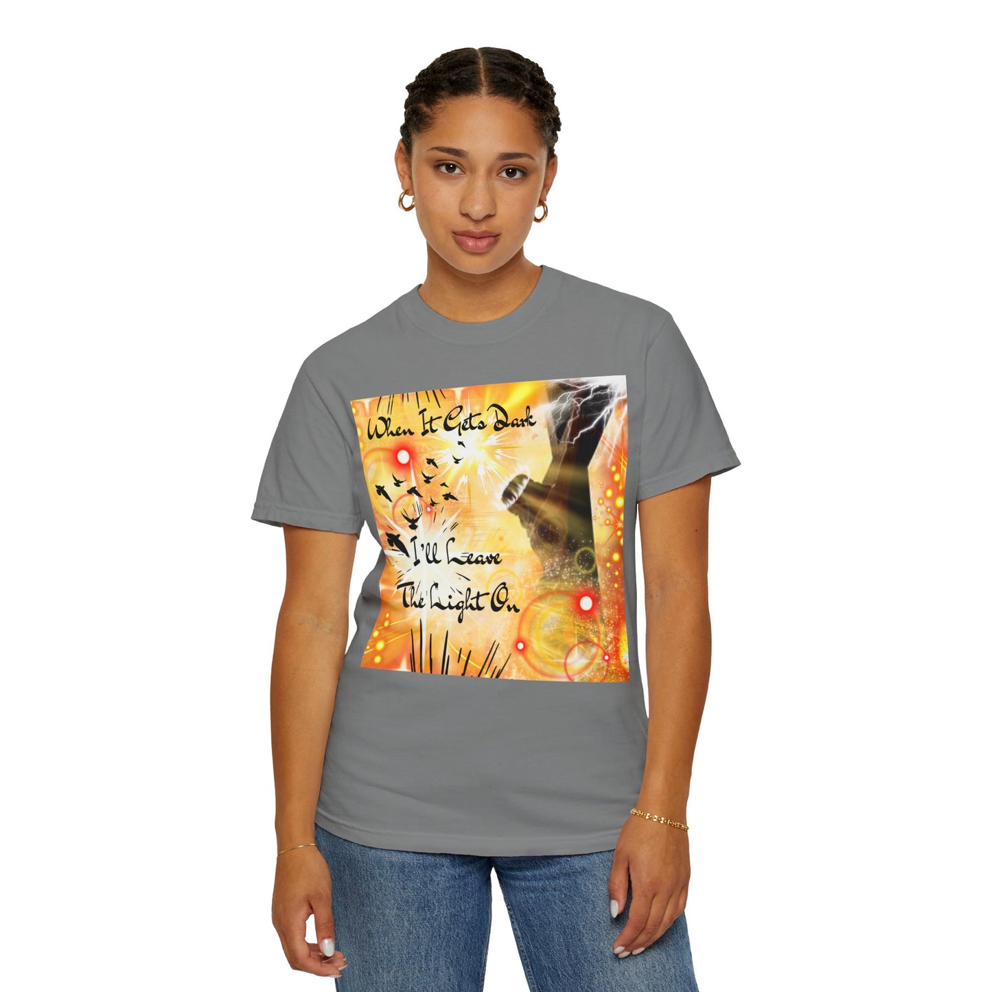 Leave The Light On Unisex Garment-Dyed T-shirt