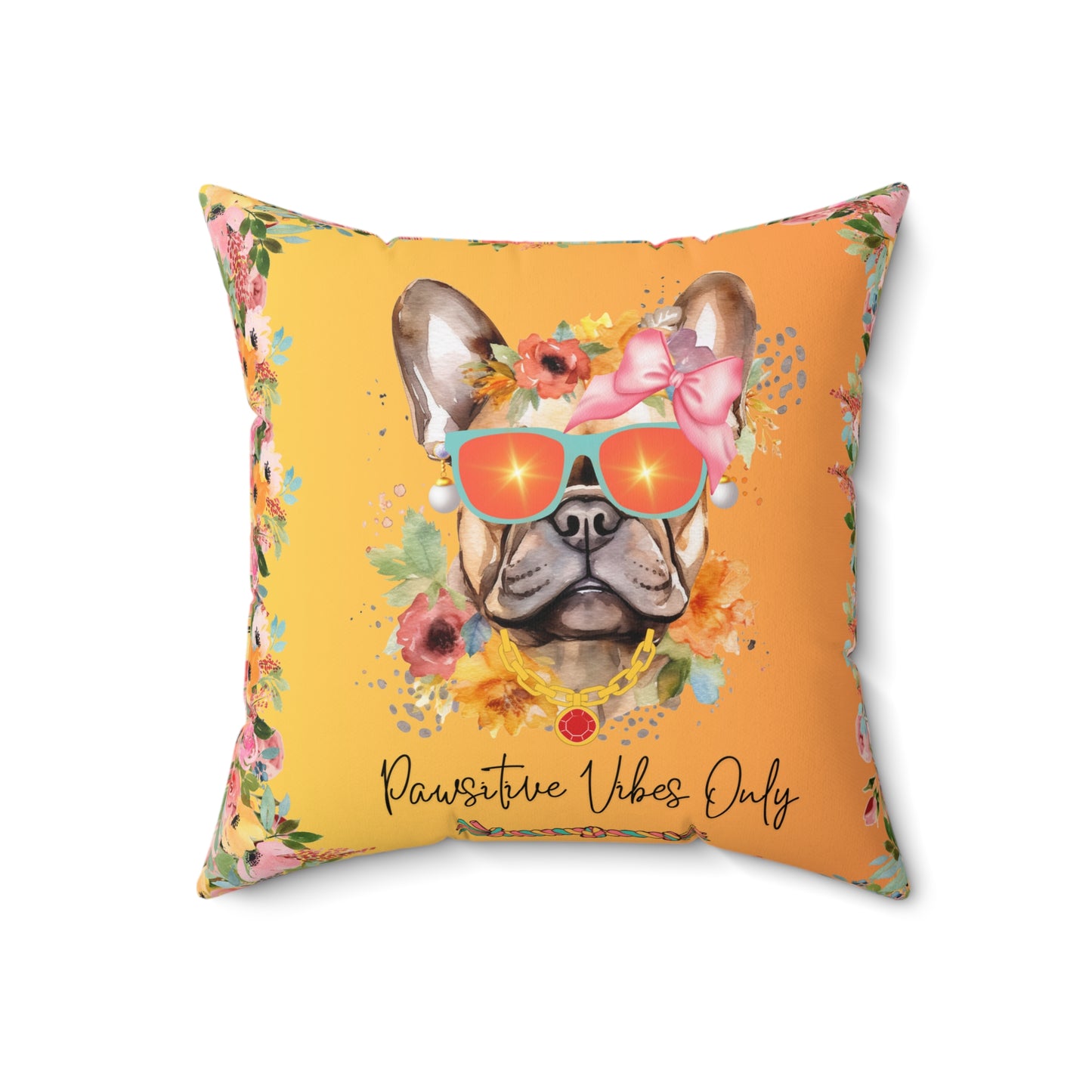 Pawsitive Vibes Only Spun Polyester Square Pillow