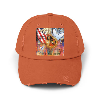 God We Need You Now Unisex Distressed Cap