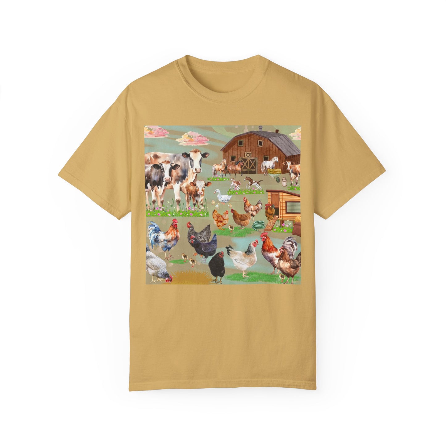 Springtime At The Barnyard Unisex Garment-Dyed T-shirt