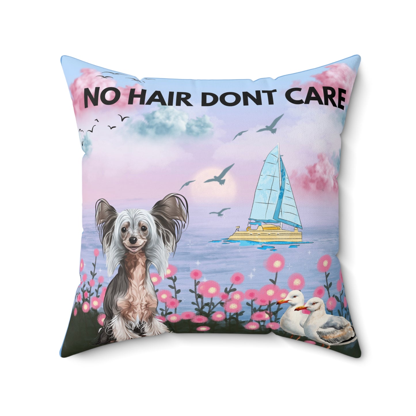 No Hair Don't Care Spun Polyester Square Pillow