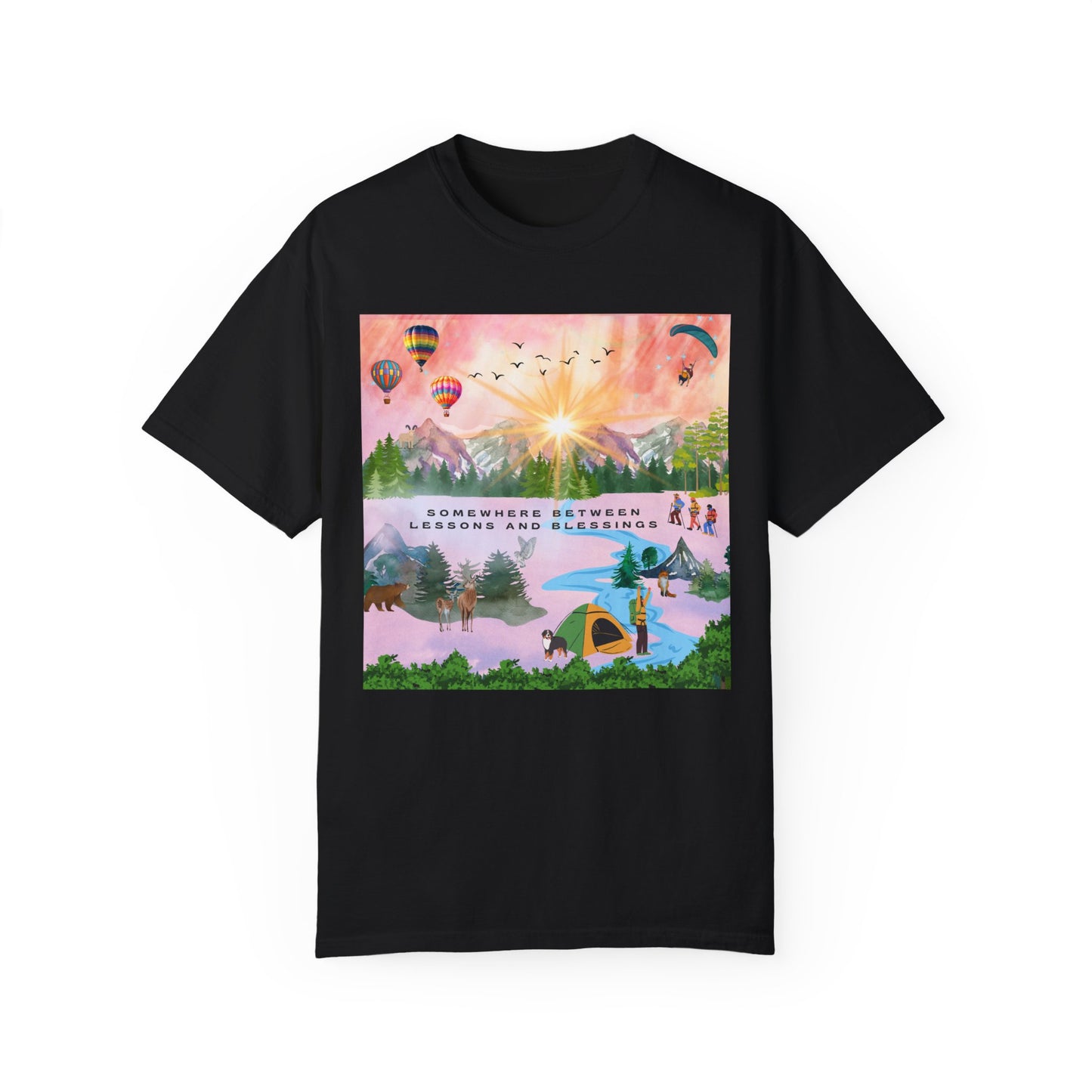 Somewhere Between Lessons And Blessings Unisex Garment-Dyed T-shirt