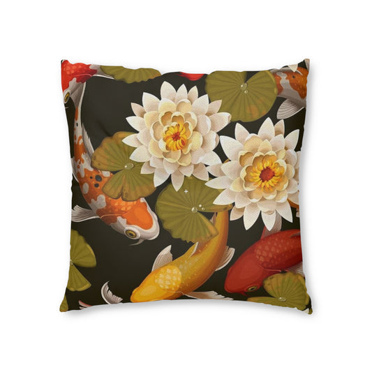 Tufted Floor Pillow, Square Koi Lotus