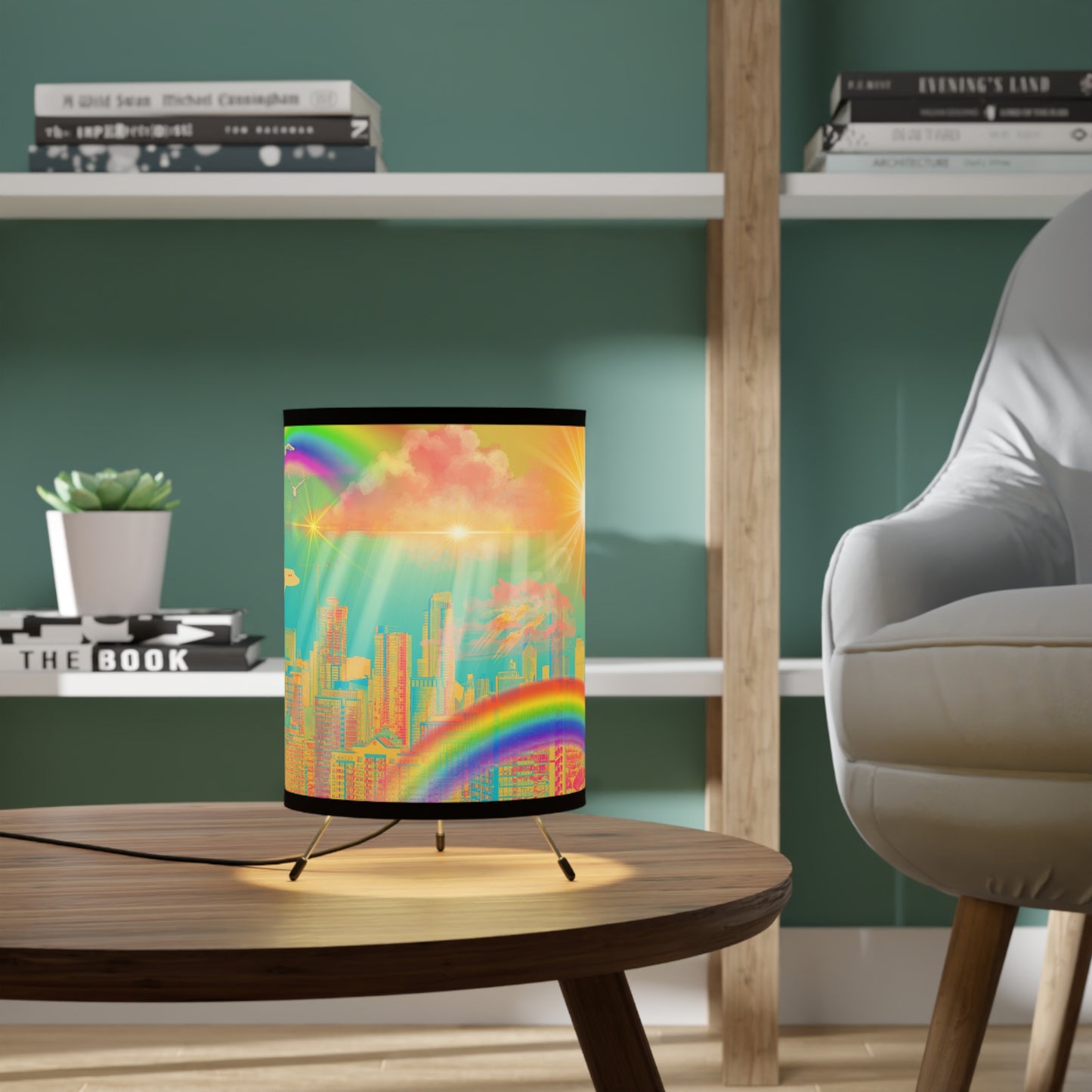 Rainbow Radiance Tripod Lamp with High-Res Printed Shade, US\CA plug