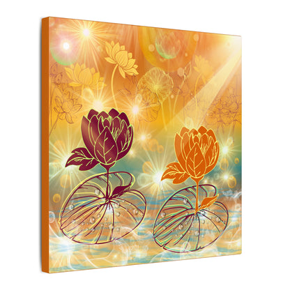 Morning Dew- Lotus Blossom Stretched Canvas Art Print, Vibrant Wall Decor, Meditation Room Artwork, Floral Home Decoration, Gift for Yoga Lovers