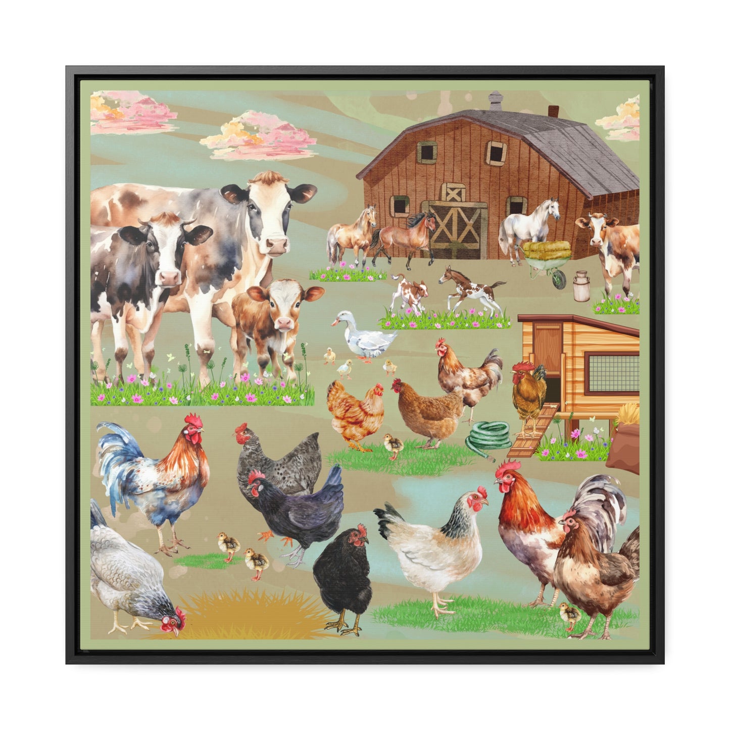 Springtime At The Barnyard Gallery Canvas Wraps, Square Frame