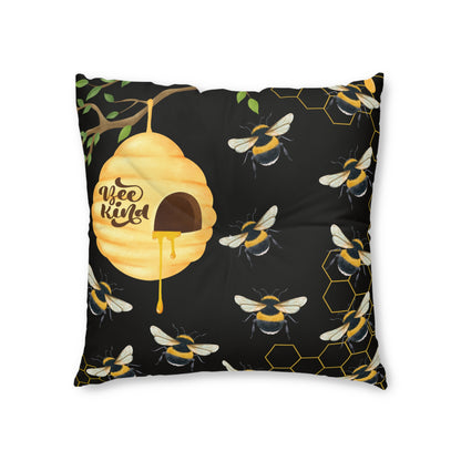 Bee Kind Tufted Floor Pillow, Square