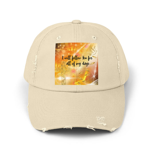 I Will Follow You Unisex Distressed Cap