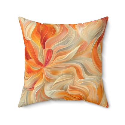 Spun Polyester Square Pillow Orange Floral