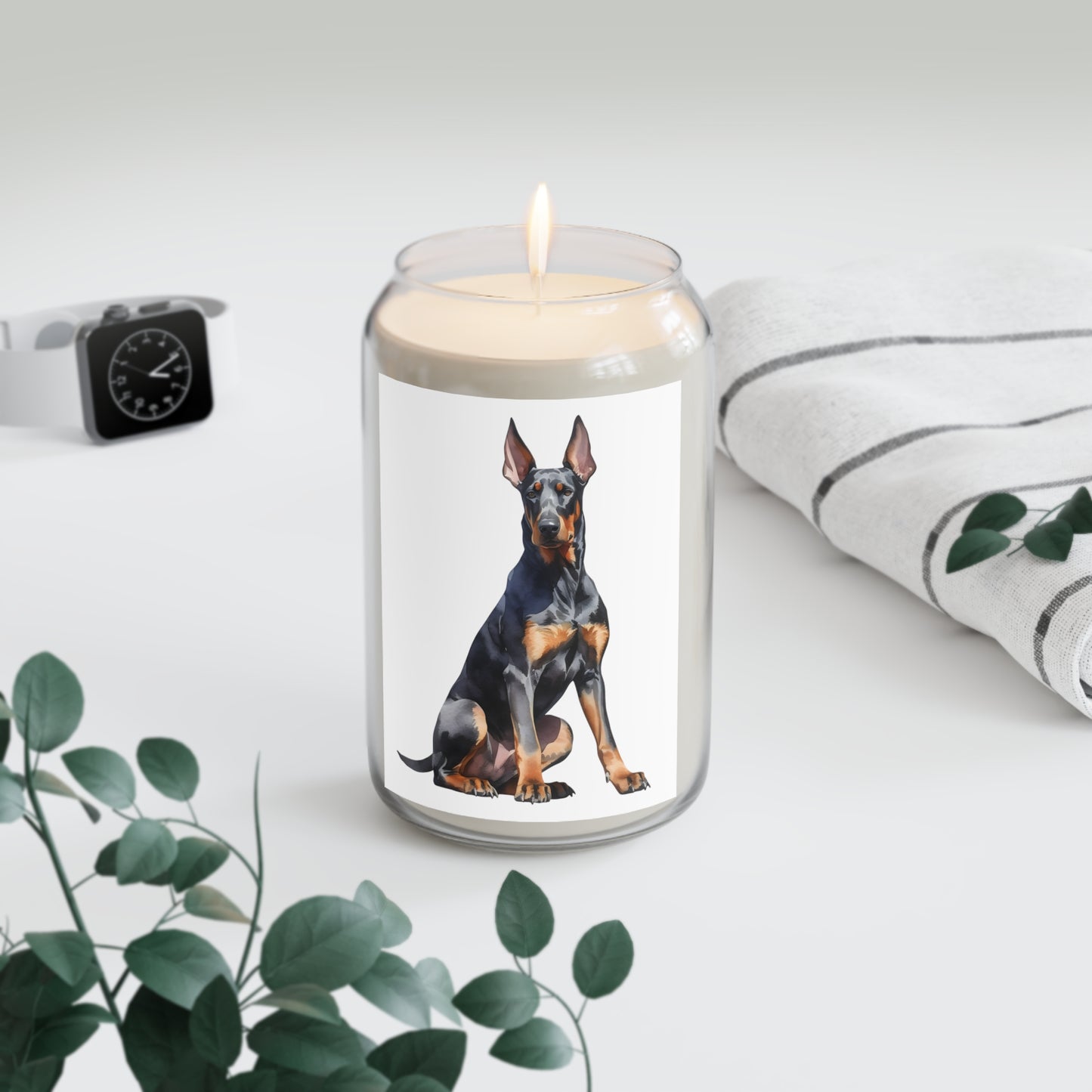 Doberman Sitting Scented Candle, 13.75oz