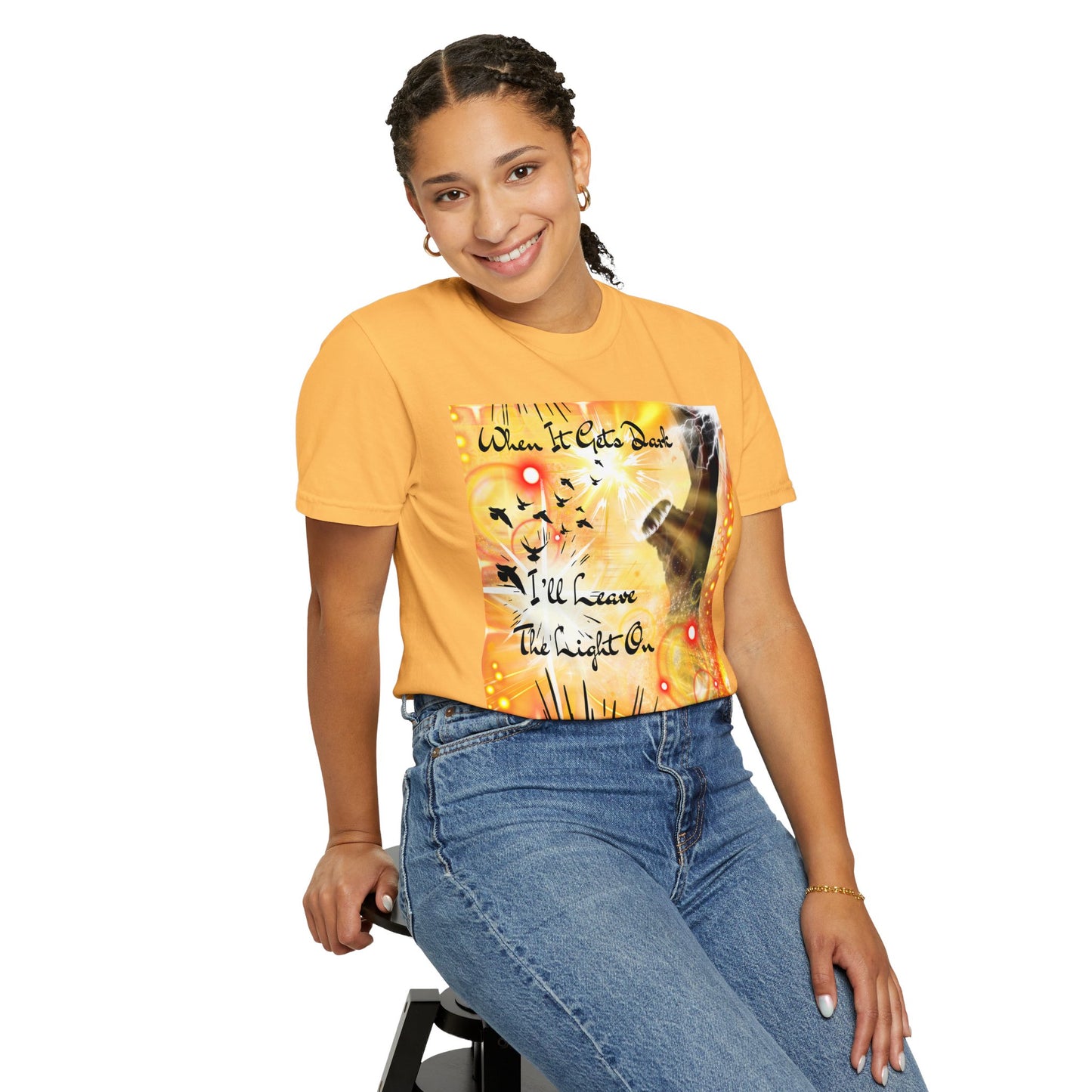 Leave The Light On Unisex Garment-Dyed T-shirt