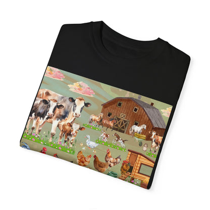 Springtime At The Barnyard Unisex Garment-Dyed T-shirt