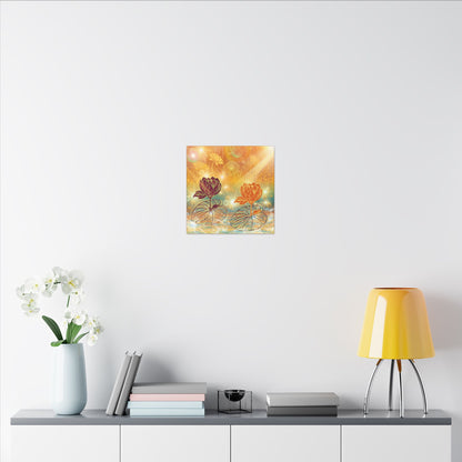 Morning Dew- Lotus Blossom Stretched Canvas Art Print, Vibrant Wall Decor, Meditation Room Artwork, Floral Home Decoration, Gift for Yoga Lovers