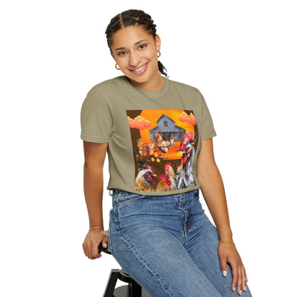 Chickens At Sunset Unisex Garment-Dyed T-shirt