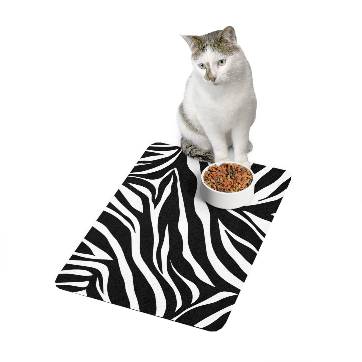 Pet Food Mat (12x18) Zebra Black