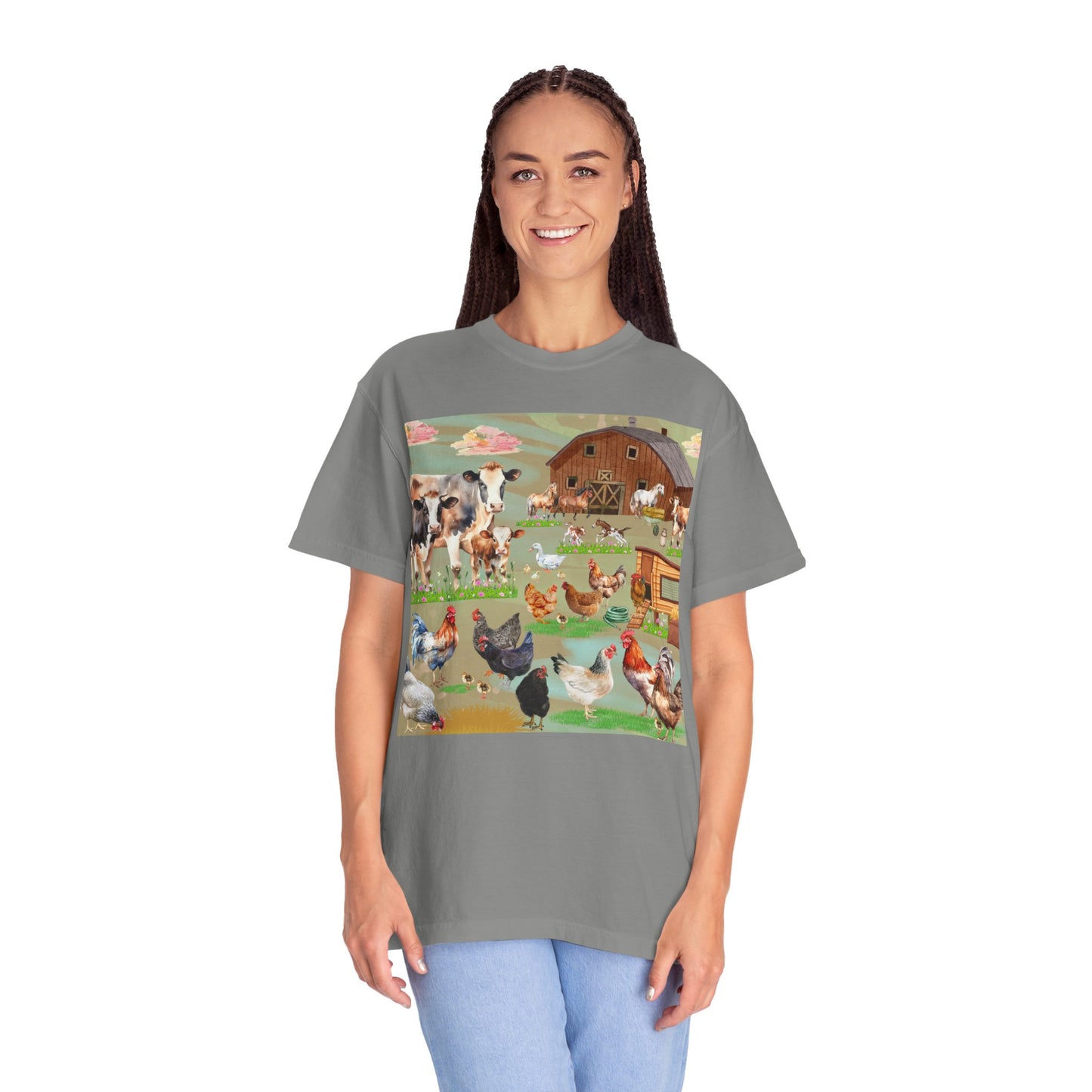 Springtime At The Barnyard Unisex Garment-Dyed T-shirt