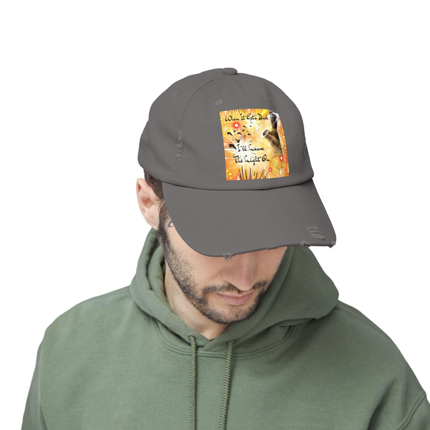 Leave The Light On Unisex Distressed Cap