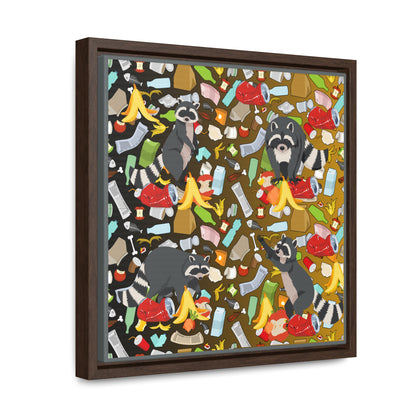 Raccoons In The Trash Gallery Canvas Wraps, Square Frame