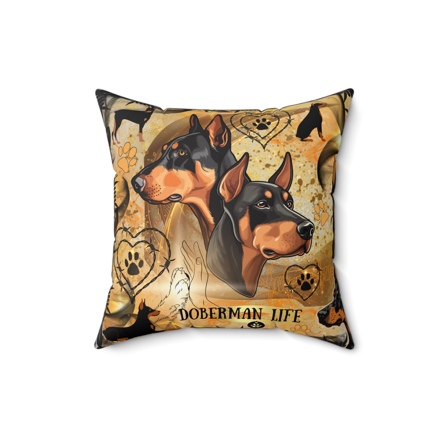 Doberman Life Spun Polyester Square Pillow