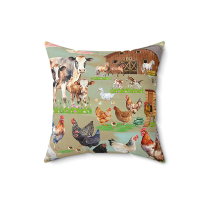 Springtime At The Barnyard Spun Polyester Square Pillow