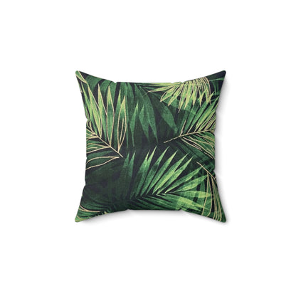 Spun Polyester Square Pillow Palm Leaves