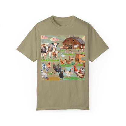 Springtime At The Barnyard Unisex Garment-Dyed T-shirt