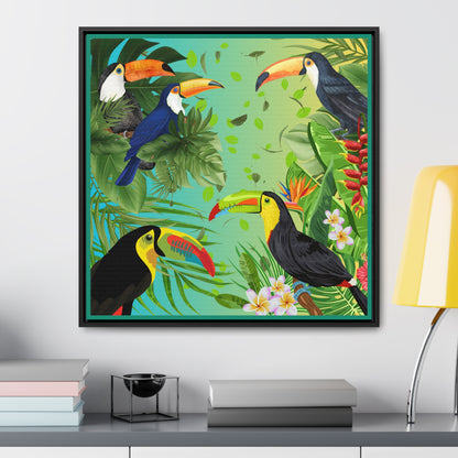 Toucans Gallery Canvas Wraps, Square Frame