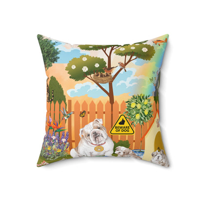 Backyard Bulldogs Spun Polyester Square Pillow