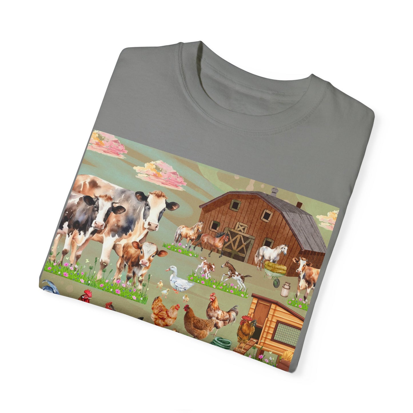 Springtime At The Barnyard Unisex Garment-Dyed T-shirt