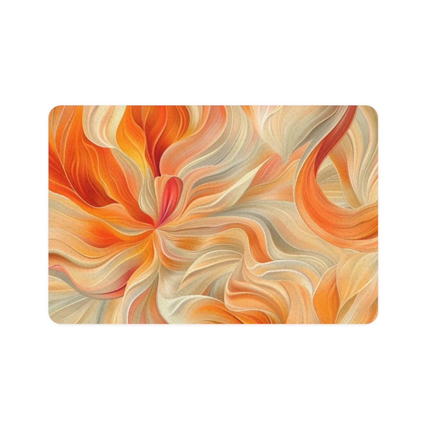 Pet Food Mat (12x18) Orange Floral