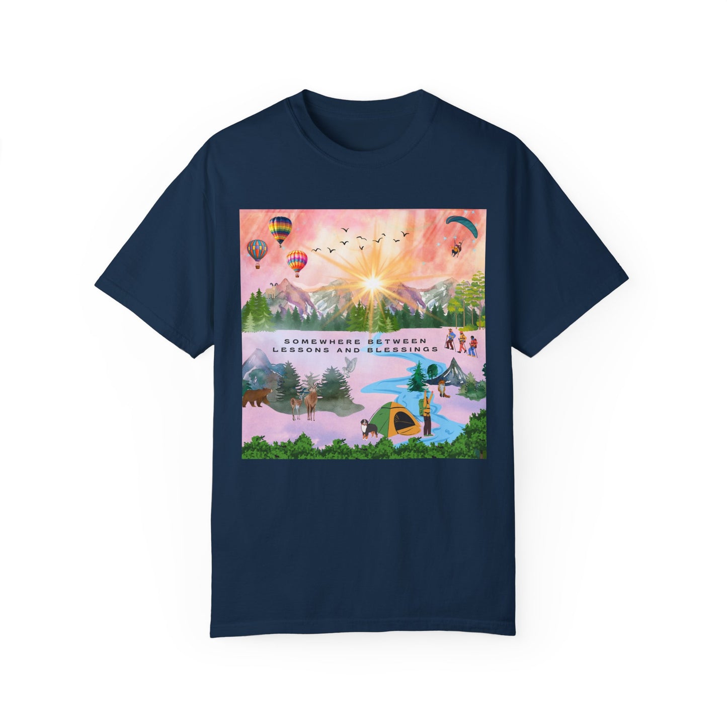 Somewhere Between Lessons And Blessings Unisex Garment-Dyed T-shirt