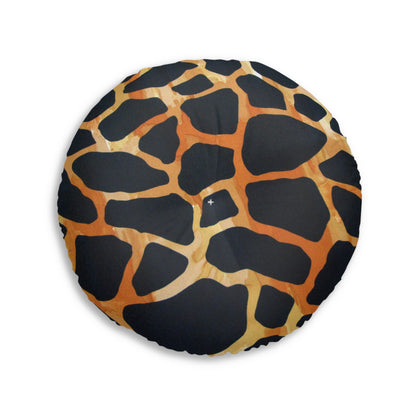 Tufted Floor Pillow, Round Giraffe