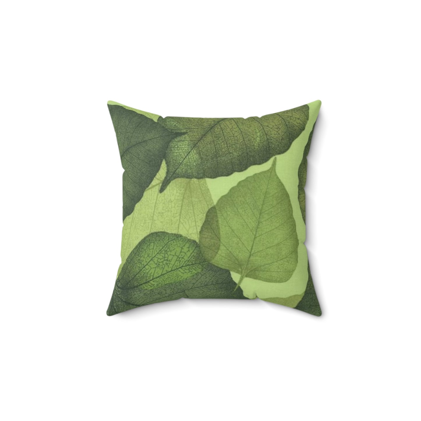 Spun Polyester Square Pillow Green Leaves